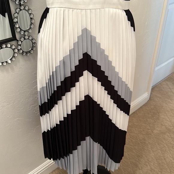 Banana Republic, white, black, and gray dress with pleats - Picture 3 of 5